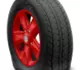 Spare Tyre on Red Alloy Rim 175/70R13 Mounted